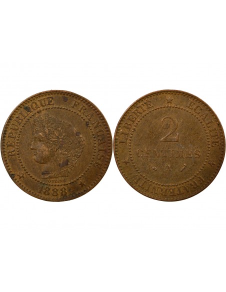 2 Centimes Bronze 1888 A Paris