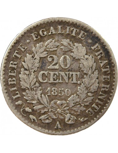 20 Centimes Argent 1850 A Paris