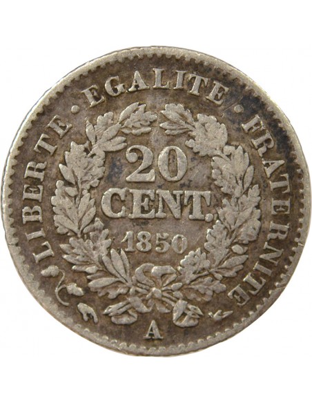 20 Centimes Argent 1850 A Paris