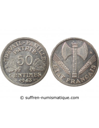 50 centimes Aluminium 1943 A Paris