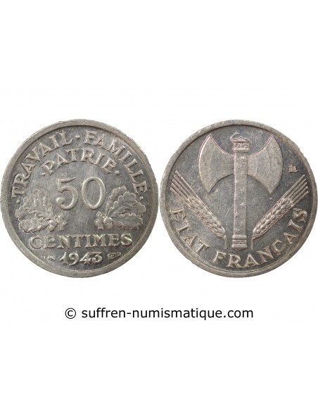 50 centimes Aluminium 1943 A Paris