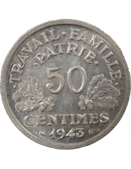 50 centimes Aluminium 1943 A Paris