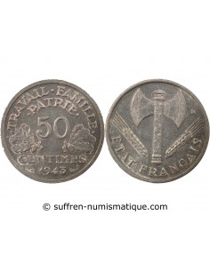50 centimes Aluminium 1943 A Paris