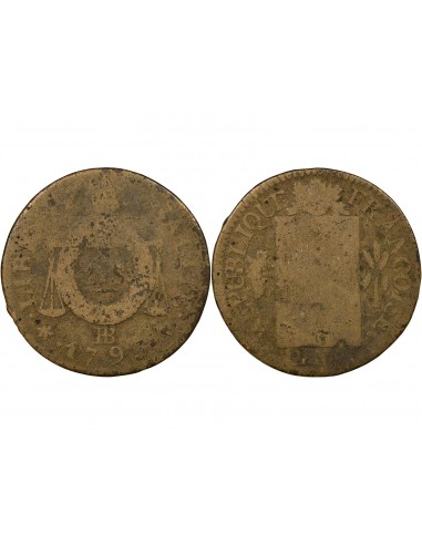 Louis XVI 1 sol Métal de Cloche 1793 BB Strasbourg