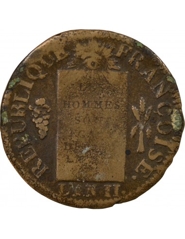 Louis XVI 1 sol Métal de Cloche 1793 MA Marseille