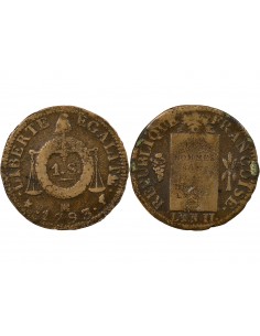 Louis XVI 1 sol Métal de Cloche 1793 MA Marseille 2