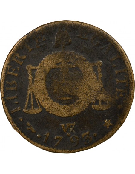 Louis XVI 1 sol Métal de Cloche 1793 Arras