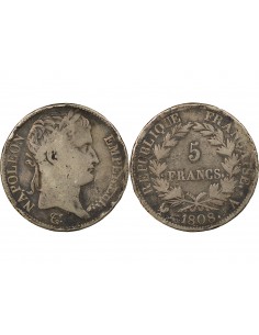 REPUBLIQUE, NAPOLEON Ier - 5 FRANCS ARGENT, REPUBLIQUE - 1808, A PARIS 2