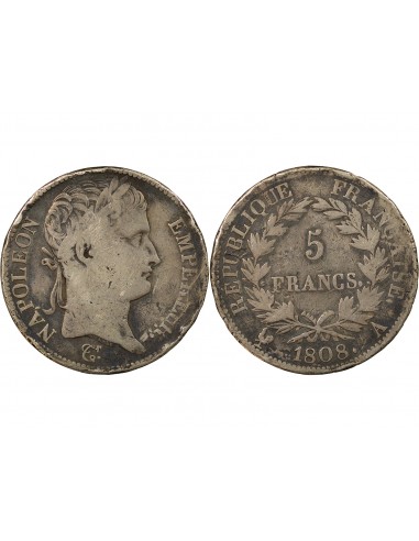 REPUBLIQUE, NAPOLEON Ier - 5 FRANCS ARGENT, REPUBLIQUE - 1808, A PARIS