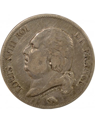 LOUIS XVIII - 5 FRANCS ARGENT 1822 W LILLE