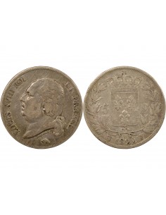 LOUIS XVIII - 5 FRANCS ARGENT 1822 W LILLE 2