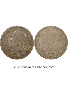 LOUIS XVIII - 5 FRANCS ARGENT 1822 W LILLE