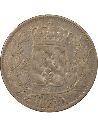 CHARLES X - 5 FRANCS ARGENT 1827 A PARIS