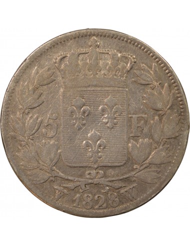 CHARLES X - 5 FRANCS ARGENT 1828 W LILLE