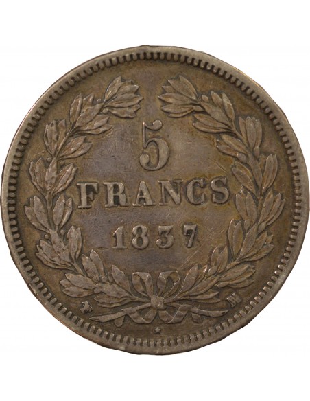 Louis-Philippe Ier 5 Francs Argent 1837 MA Marseille