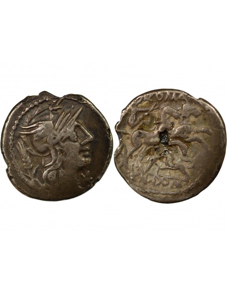 République Romaine 1 denier Cuivre plaqué Argent Après 128 AV JC R Rome