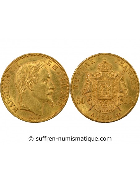 NAPOLEON III ﻿- 50 FRANCS OR 1866 A PARIS