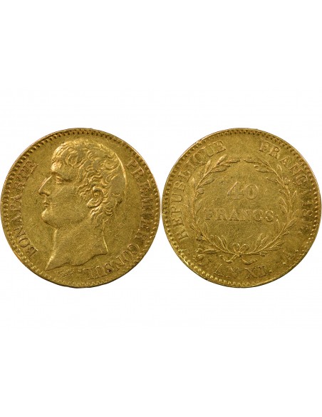 BONAPARTE Ier CONSUL﻿ - 40 FRANCS OR AN XI A PARIS﻿﻿