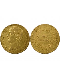 BONAPARTE Ier CONSUL﻿ - 40 FRANCS OR AN XI A PARIS﻿﻿ 2