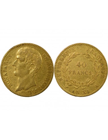 BONAPARTE Ier CONSUL﻿ - 40 FRANCS OR AN XI A PARIS﻿﻿
