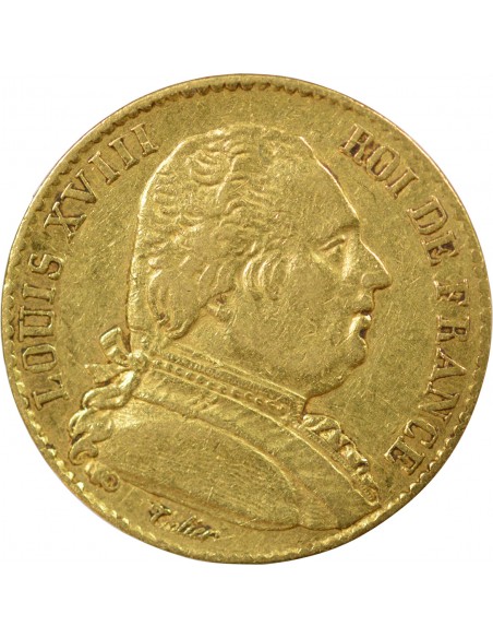 LOUIS XVIII - 20 FRANCS OR 1814 W LILLE