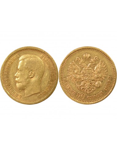 RUSSIE, NICOLAS II - 7,5 ROUBLES OR 1897 SAINT PETERSBOURG