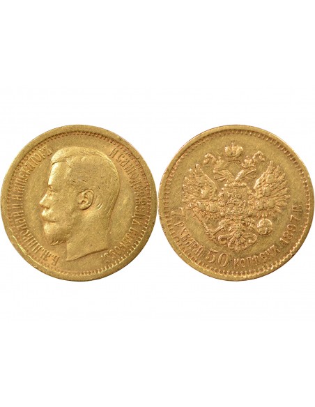 RUSSIE, NICOLAS II - 7,5 ROUBLES OR 1897 SAINT PETERSBOURG