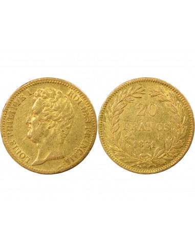 LOUIS PHILIPPE﻿ Ier - 20 FRANCS OR 1831 B ROUEN Tranche en creux