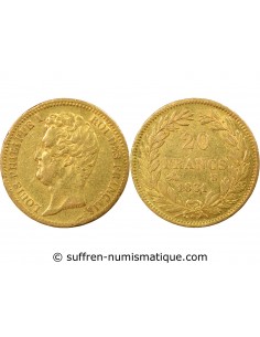 LOUIS PHILIPPE﻿ Ier - 20 FRANCS OR 1831 B ROUEN Tranche en creux