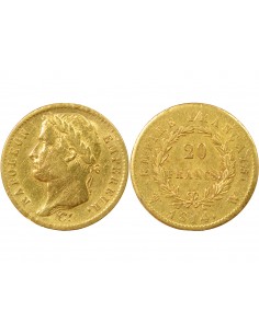 Napoléon Ier, Empereur de France, Roi d'Italie 20 Francs Or 1814 W Lille 2
