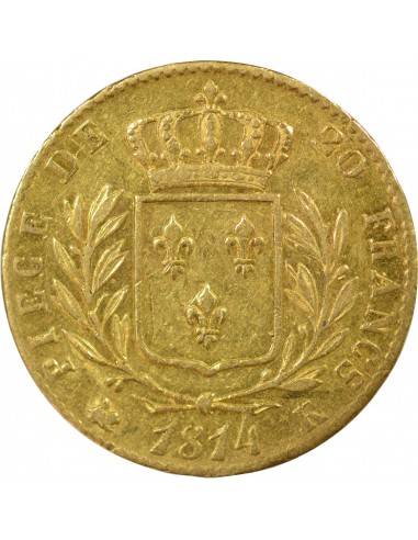 Louis XVIII 20 Francs Or 1814 K Bordeaux