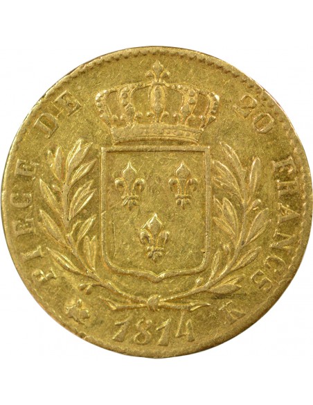 Louis XVIII 20 Francs Or 1814 K Bordeaux