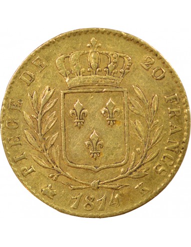 LOUIS XVIII - 20 FRANCS OR 1814 K BORDEAUX, GRAND 4