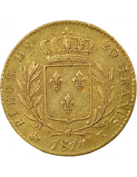 LOUIS XVIII - 20 FRANCS OR 1814 K BORDEAUX, GRAND 4