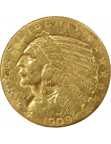 ETATS UNIS - 5 DOLLARS OR INDIAN HEAD - 1909 D DENVER