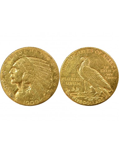 ETATS UNIS - 5 DOLLARS OR INDIAN HEAD - 1909 D DENVER