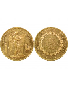 GENIE - 100 FRANCS OR 1908 A PARIS "Liberté Egalité Fraternité" 2