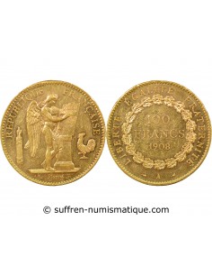 GENIE - 100 FRANCS OR 1908 A PARIS "Liberté Egalité Fraternité"