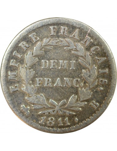 NAPOLEON Ier - DEMI FRANC ARGENT 1811 B ROUEN