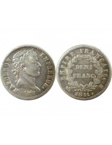NAPOLEON Ier - DEMI FRANC ARGENT 1811 B ROUEN