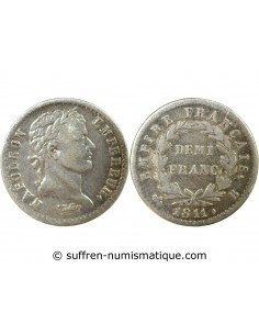 NAPOLEON Ier - DEMI FRANC ARGENT 1811 B ROUEN
