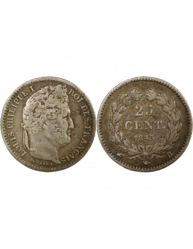 LOUIS PHILIPPE﻿ - 25 CENTIMES ARGENT 1845 B ROUEN