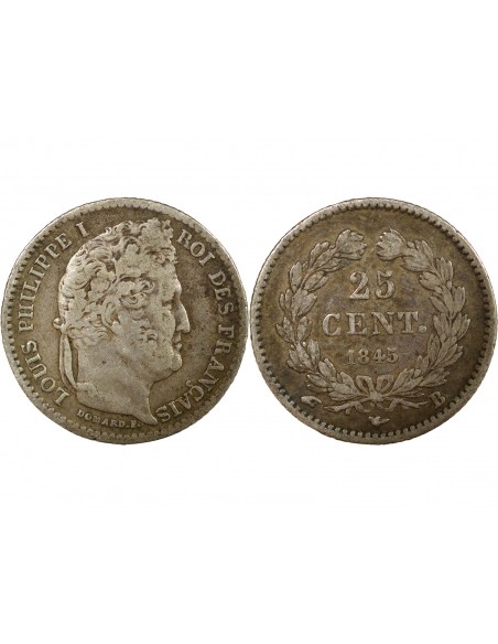 LOUIS PHILIPPE﻿ - 25 CENTIMES ARGENT 1845 B ROUEN