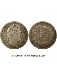 LOUIS PHILIPPE﻿ - 25 CENTIMES ARGENT 1845 B ROUEN
