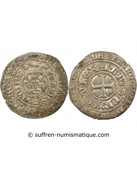 Charles VI Aux Lys sous Couronne 1 gros Argent 1413-1414 Tournai