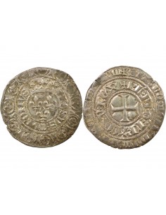 Charles VI Aux Lys sous Couronne 1 gros Argent 1413-1414 Tournai 2
