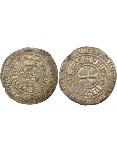 Charles VI Aux Lys sous Couronne 1 gros Argent 1413-1414 Tournai