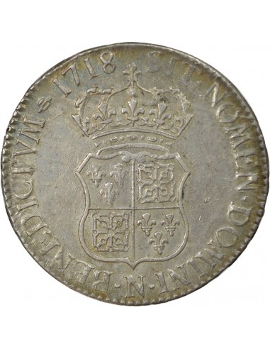 Louis XV 1 écu Argent 1718 N Montpellier