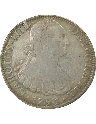 Mexique Charles IV d'Espagne 8 Réales Argent 1791 Mo Mexico City