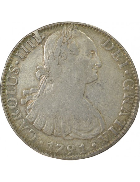 Mexique Charles IV d'Espagne 8 Réales Argent 1791 Mo Mexico City